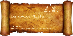 Lenkovics Milla névjegykártya
